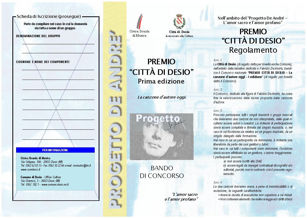 Progetto De Andrè | Il Concorso